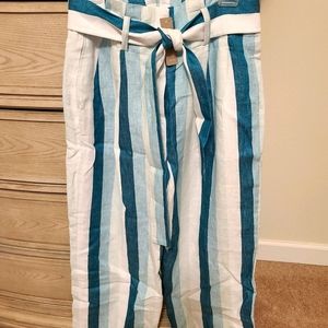 NWT J. Crew Linen Striped Pants